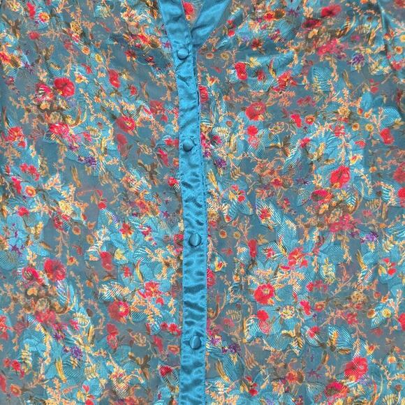 Victoria's Secret Gold Label Blue Floral Silky Nightshirt, Size M/L - Picture 8 of 8